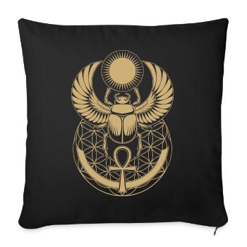 Sacred Winged Scarab | Egyptian Solar Emblem - Sofa pillowcase 17,3'' x 17,3'' (45 x 45 cm) - black - Front