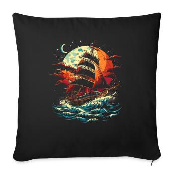 Sailing ship - Sofa pillowcase 17,3'' x 17,3'' (45 x 45 cm) - black - Front