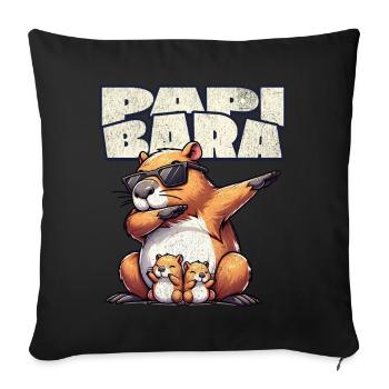 Papibara Capybara Father Dad - Sofa pillowcase 17,3'' x 17,3'' (45 x 45 cm) - black - Front