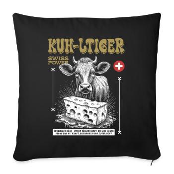 Käse-Vibe: Swiss Power Street Food Shirt - Sofakissenbezug 45 x 45 cm - Schwarz - Vorne