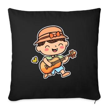 Ukulele Kind - Sofakissenbezug 45 x 45 cm - Schwarz - Vorne