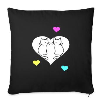 Retro Cats Cat Valentine Heart Hearts Vintage - Sofa pillowcase 17,3'' x 17,3'' (45 x 45 cm) - black - Front