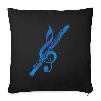 Graphiques de musique de flûte - Housse de coussin décorative 45 x 45 cm - noir - Devant