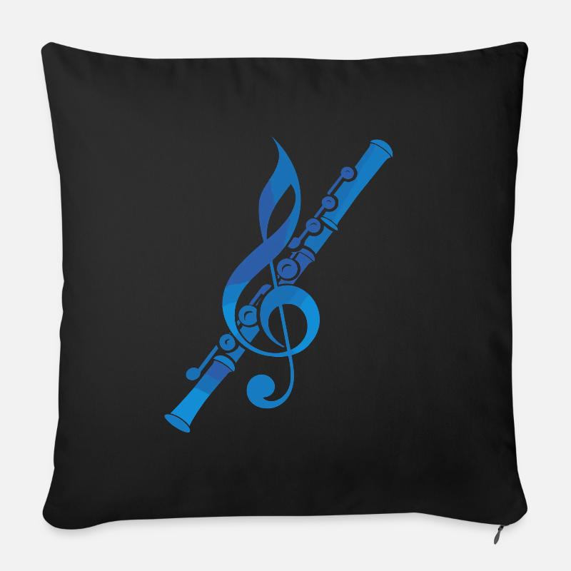 Flötenmusik Grafik - Sofakissenbezug 45 x 45 cm - Schwarz