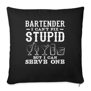 Barman, je peux servir des idiots - Housse de coussin décorative 45 x 45 cm - noir - Devant