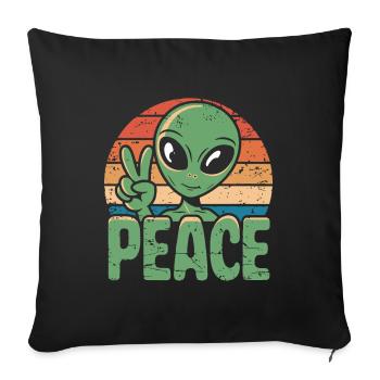 Alien UFO Peace - Sofa pillowcase 17,3'' x 17,3'' (45 x 45 cm) - black - Front