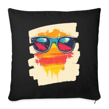 Lunettes de soleil Palmiers d’été - Housse de coussin décorative 45 x 45 cm - noir - Devant