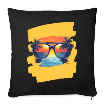 Lunettes de soleil Palmiers d’été - Housse de coussin décorative 45 x 45 cm - noir - Devant