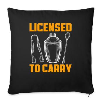 Licence de barman pour porter de l'humour - Housse de coussin décorative 45 x 45 cm - noir - Devant