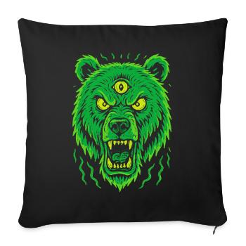Ours sauvage avec troisième œil style néon - Housse de coussin décorative 45 x 45 cm - noir - Devant