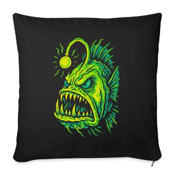 Glowing Deep Sea Frogfish Fury Style - Sofa pillowcase 17,3'' x 17,3'' (45 x 45 cm) - black - Front