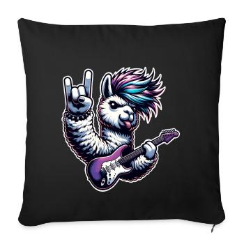 Alpaca Guitariste de Rock and Roll - Housse de coussin décorative 45 x 45 cm - noir - Devant