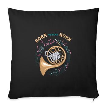 Horn player loves horn Playing the French horn in the orchestra - Sofa pillowcase 17,3'' x 17,3'' (45 x 45 cm) - black - Front