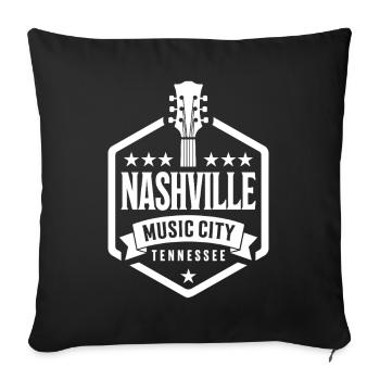 Nashville Music City Guitar Tennessee - Sofa pillowcase 17,3'' x 17,3'' (45 x 45 cm) - black - Front