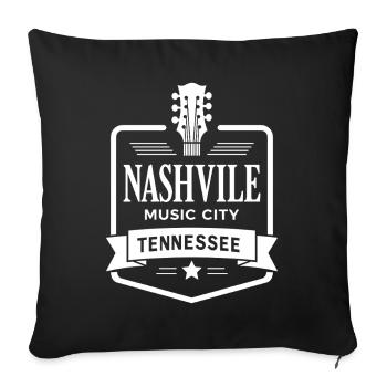 Nashville Music City Guitar Tennessee - Sofa pillowcase 17,3'' x 17,3'' (45 x 45 cm) - black - Front