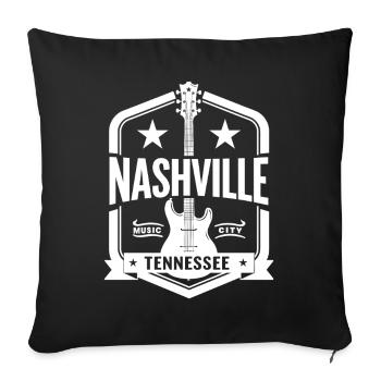 Nashville Music City Guitar Tennessee - Sofa pillowcase 17,3'' x 17,3'' (45 x 45 cm) - black - Front