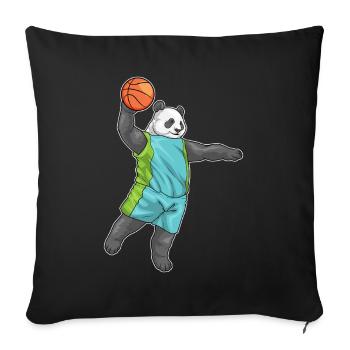 Panda Basketteur Basketteur - Housse de coussin décorative 45 x 45 cm - noir - Devant