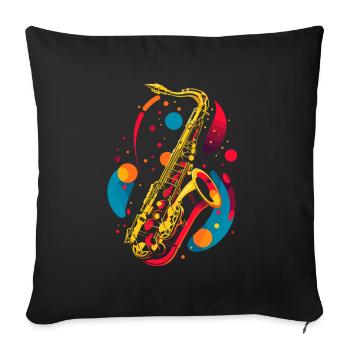 Graphisme pour saxophone - Housse de coussin décorative 45 x 45 cm - noir - Devant