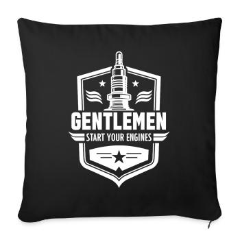 Messieurs, démarrez vos moteurs Sport automobile - Housse de coussin décorative 45 x 45 cm - noir - Devant