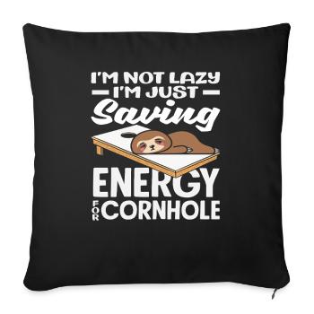 Cornhole Player économie d’énergie Drôle paresseux - Housse de coussin décorative 45 x 45 cm - noir - Devant