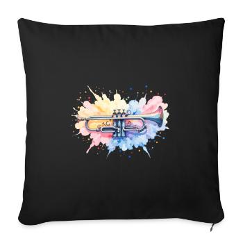 Colorful Trumpet Watercolor Watercolor Paint Splash - Sofa pillowcase 17,3'' x 17,3'' (45 x 45 cm) - black - Front
