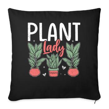 Dame des plantes - Housse de coussin décorative 45 x 45 cm - noir - Devant