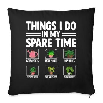 Things I Do In My Spare Time - Sofa pillowcase 17,3'' x 17,3'' (45 x 45 cm) - black - Front