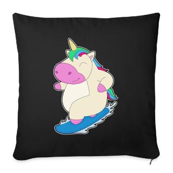Einhorn Snowboarder Snowboard - Sofakissenbezug 45 x 45 cm - Schwarz - Vorne