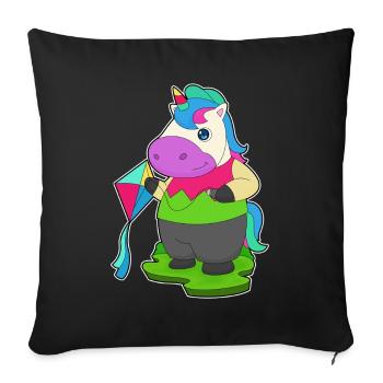 Unicorn Kite Flying Kite - Sofa pillowcase 17,3'' x 17,3'' (45 x 45 cm) - black - Front