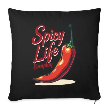 Spicy Life – Chili Vibes pour tous les jours - Housse de coussin décorative 45 x 45 cm - noir - Devant