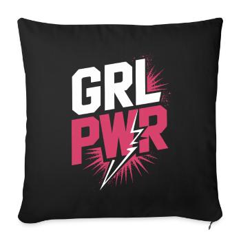 Femmes Pouvoir GRL PWR Fille Patriarcat Féminisme - Housse de coussin décorative 45 x 45 cm - noir - Devant