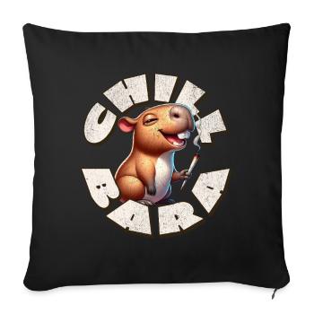 Capybara Chil Bara Smoking Cannabis - Sofa pillowcase 17,3'' x 17,3'' (45 x 45 cm) - black - Front