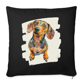 Teckel - Housse de coussin décorative 45 x 45 cm - noir - Devant