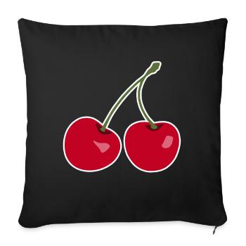 Cherry, Red cherries - Sofa pillowcase 17,3'' x 17,3'' (45 x 45 cm) - black - Front