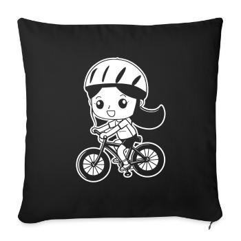 Radfahrerin Comic Stil - Sofakissenbezug 45 x 45 cm - Schwarz - Vorne
