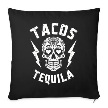 Tacos Tequila & Skull Vibes - Sofa pillowcase 17,3'' x 17,3'' (45 x 45 cm) - black - Front