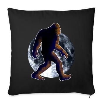 Bigfoot Sasquatch and moon - Sofa pillowcase 17,3'' x 17,3'' (45 x 45 cm) - black - Front