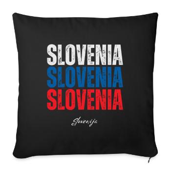 Drapeau de la Slovénie, fierté slovène - Housse de coussin décorative 45 x 45 cm - noir - Devant