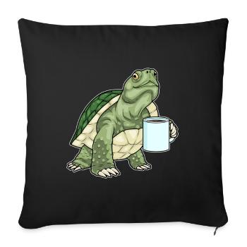 Tasse à café tortue - Housse de coussin décorative 45 x 45 cm - noir - Devant