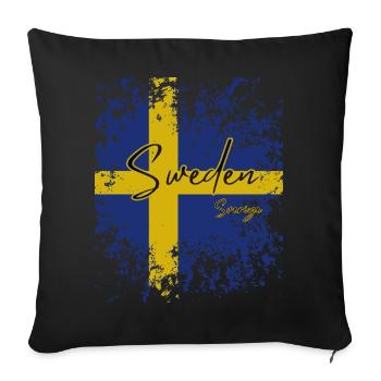 Fierté suédoise, drapeau de la Suède - Housse de coussin décorative 45 x 45 cm - noir - Devant