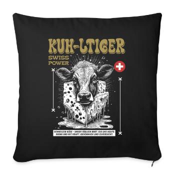 Swiss Cheese Shirt: Kuh, Kult & Käseflow - Sofakissenbezug 45 x 45 cm - Schwarz - Vorne