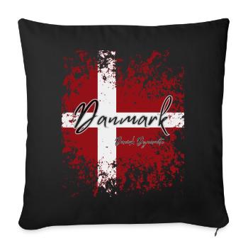 Drapeau du Danemark, fierté danoise - Housse de coussin décorative 45 x 45 cm - noir - Devant