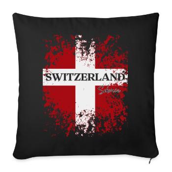 Fierté suisse, drapeau de la Suisse - Housse de coussin décorative 45 x 45 cm - noir - Devant