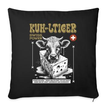 Schweizer Käse Shirt: Kuh, Genuss & Heimatgefühl - Sofakissenbezug 45 x 45 cm - Schwarz - Vorne