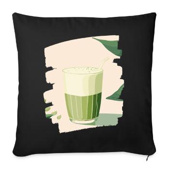Matcha Latte Lover Thé vert - Housse de coussin décorative 45 x 45 cm - noir - Devant