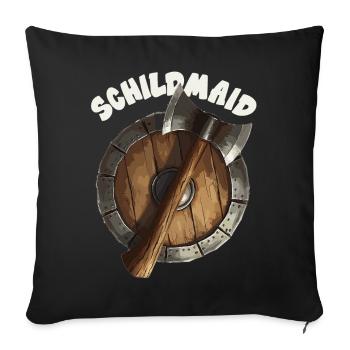 Schildmaid Wikinger Odin, Thor Asgard Schild - Sofakissenbezug 45 x 45 cm - Schwarz - Vorne