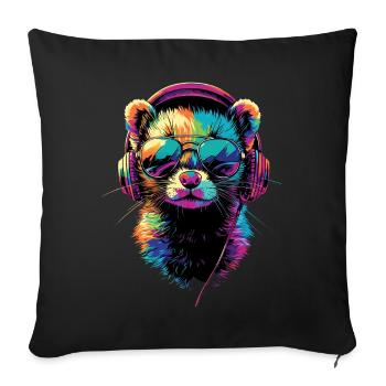 Furet Furet Putois Martre Belette Mignon Furet - Housse de coussin décorative 45 x 45 cm - noir - Devant