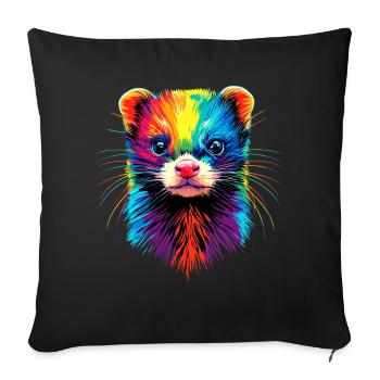 Furet Furet Putois Martre Belette Mignon Furet - Housse de coussin décorative 45 x 45 cm - noir - Devant