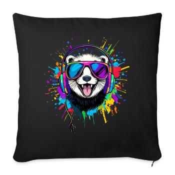 Furet Furet Putois Martre Belette Mignon Furet - Housse de coussin décorative 45 x 45 cm - noir - Devant