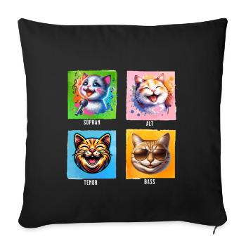 Sopran Alt Tenor Bass lustige Chor Katzen - Sofakissenbezug 45 x 45 cm - Schwarz - Vorne